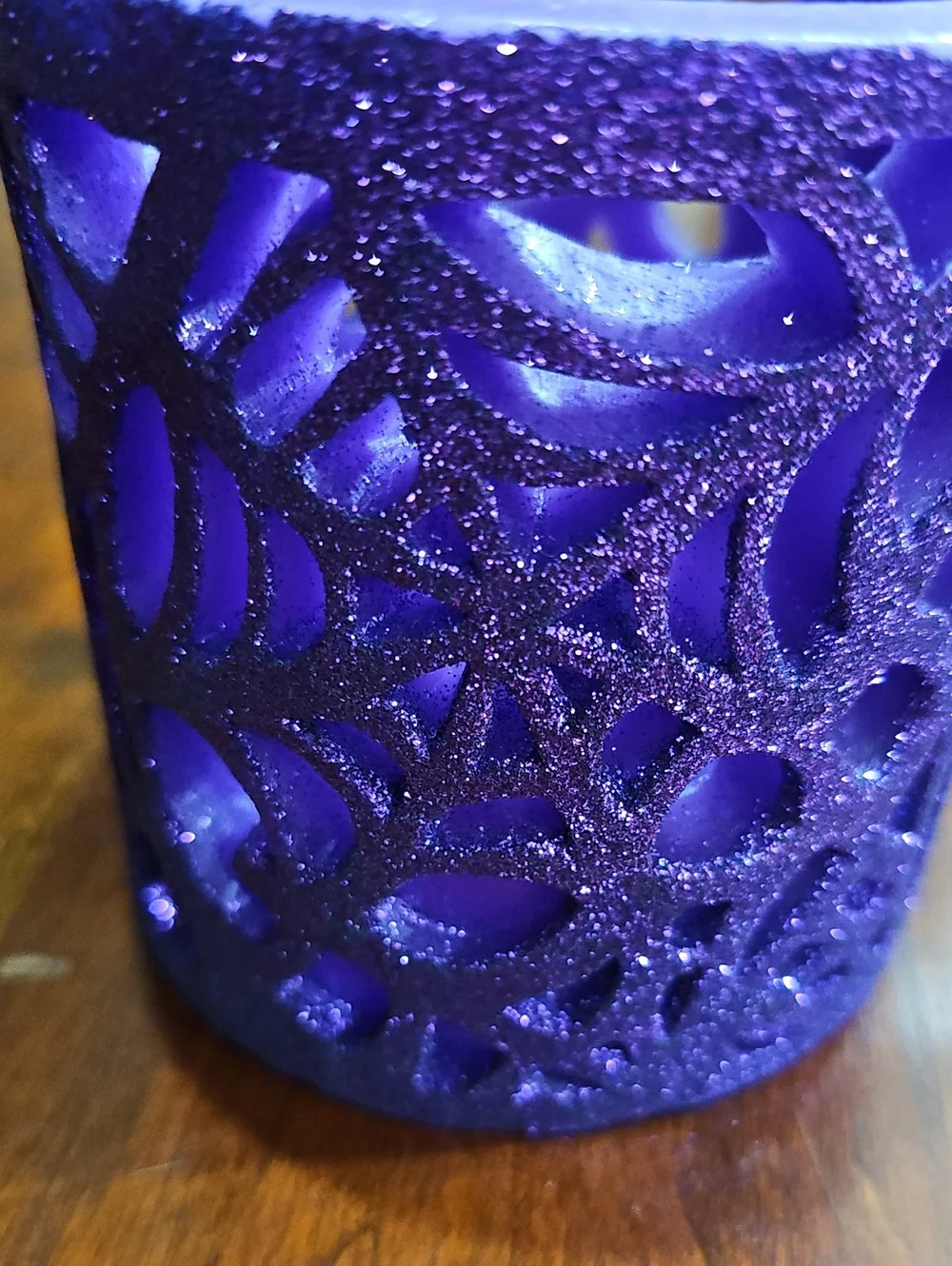 Purple Glitter Spider Cutout Decorative Candle